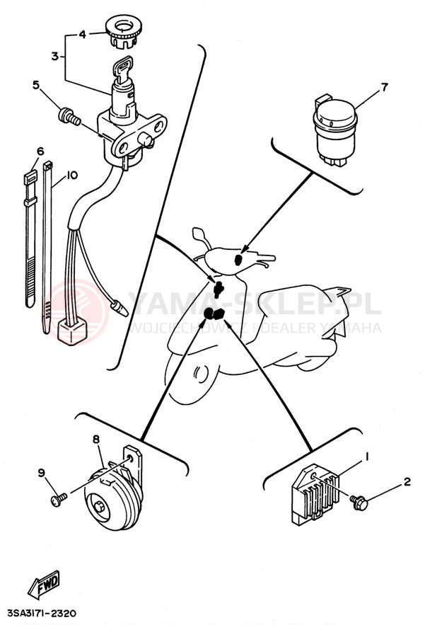 Schemat "układ elektryczny" do Yamaha JOG CY50K
