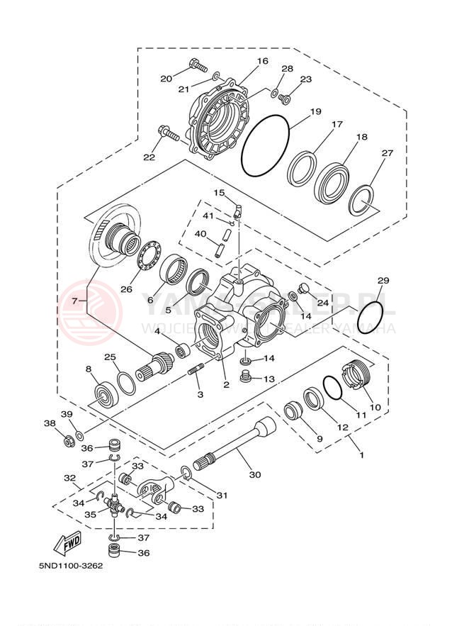 Schemat "Wał napędowy" do Yamaha WOLVERINE 450 4WD YFM45FXYL