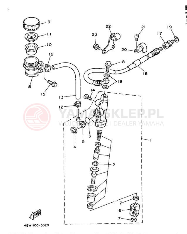 Schemat "Pompa hamulcowa tył" do Yamaha YZ250E