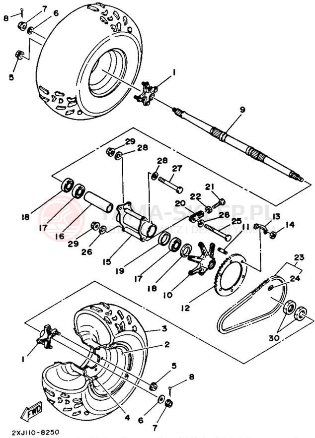 Schemat "Koło tył" do Yamaha BLASTER YFS200D