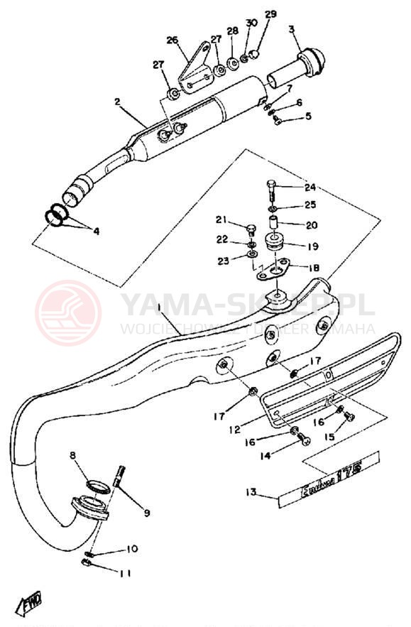 Schemat "Wydech końcowy" do Yamaha DT175B
