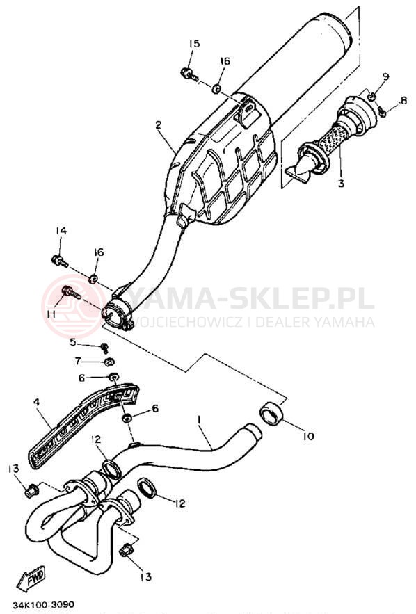 Schemat "Wydech końcowy" do Yamaha TT600K
