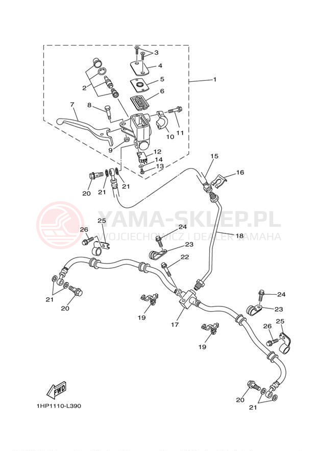 Schemat "Pompa hamulcowa przednia" do Yamaha GRIZZLY 700 EPS 4WD YFM7FGPBGR