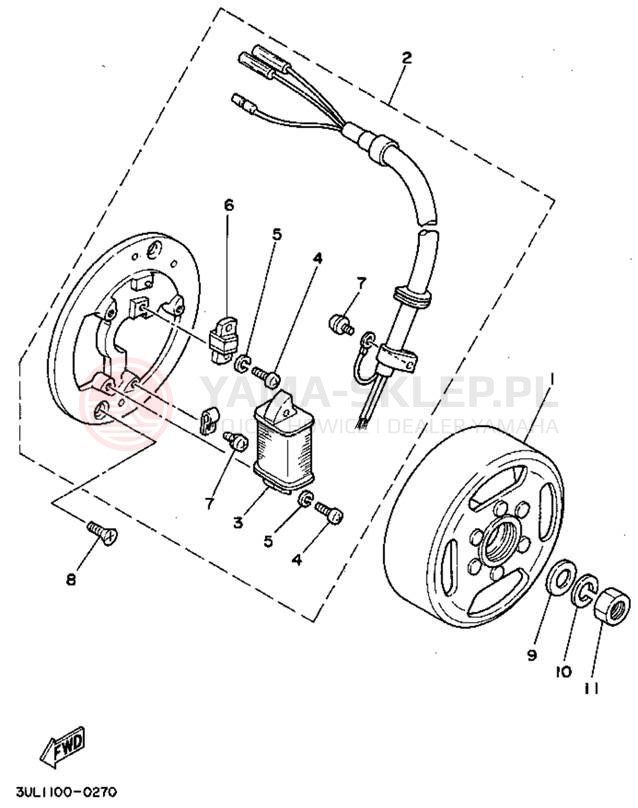 Schemat "prądnica" do Yamaha RT100G