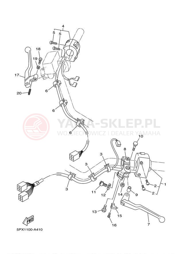 Schemat "Kierownica i osprzęt" do Yamaha XV17PCP/XV17PCPC