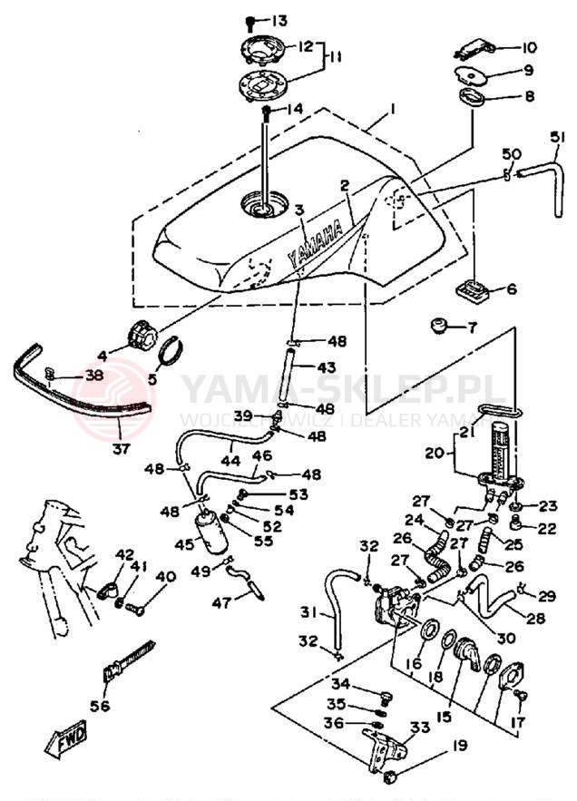 Schemat "zbiornik paliwa" do Yamaha SRX250TC/SRX250T