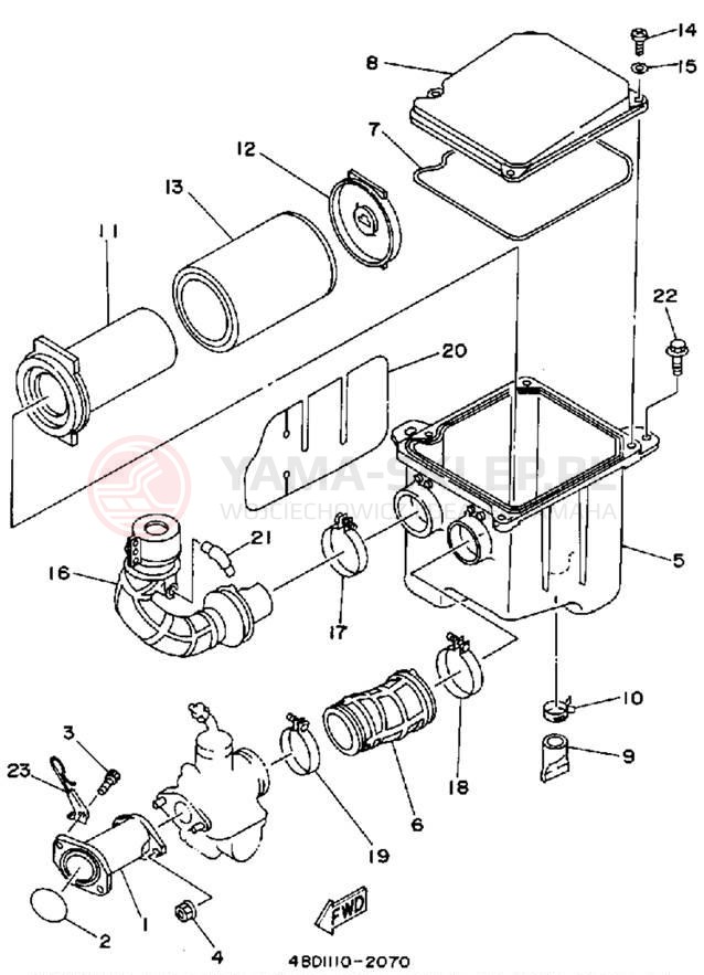 Schemat "Filtr powietrza" do Yamaha TIMBERWOLF 2WD YFB250D_MN