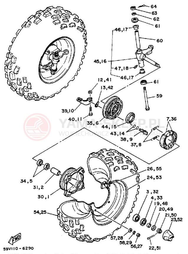 Schemat "Koło przód" do Yamaha YFM200DXS