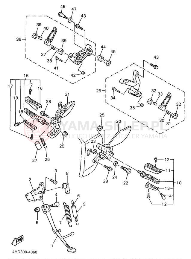 Schemat "Stopka postojowa i podnóżki" do Yamaha YZF750 YZF750RJC/YZF750RJ