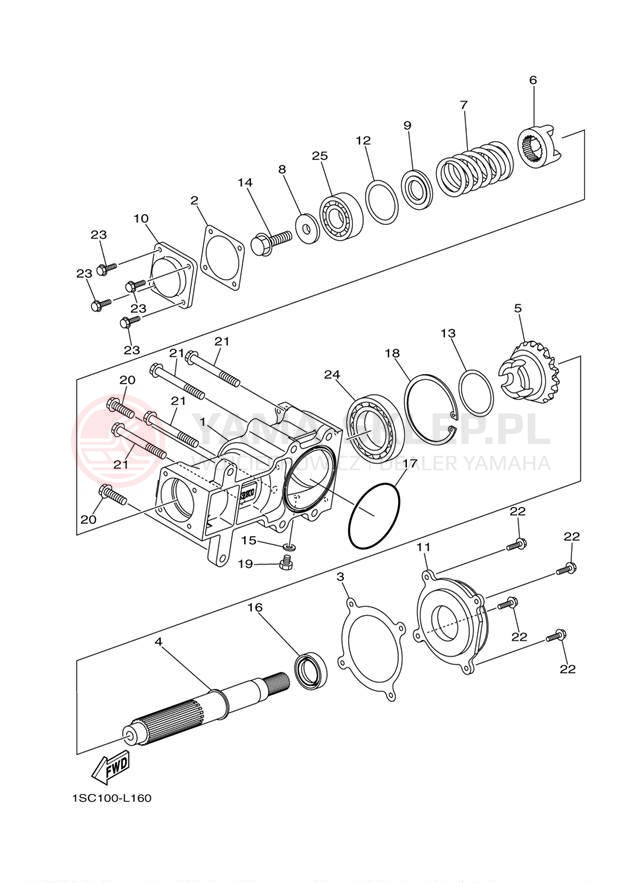 Schemat "Przeniesienie napędu" do Yamaha GRIZZLY 300 YFM30GBL/YFM30GBGR
