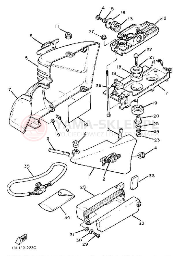 Schemat "Tylny błotnik" do Yamaha XV920K