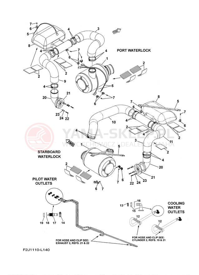 Schemat "wydech" do Yamaha 212SS XAT1800CL