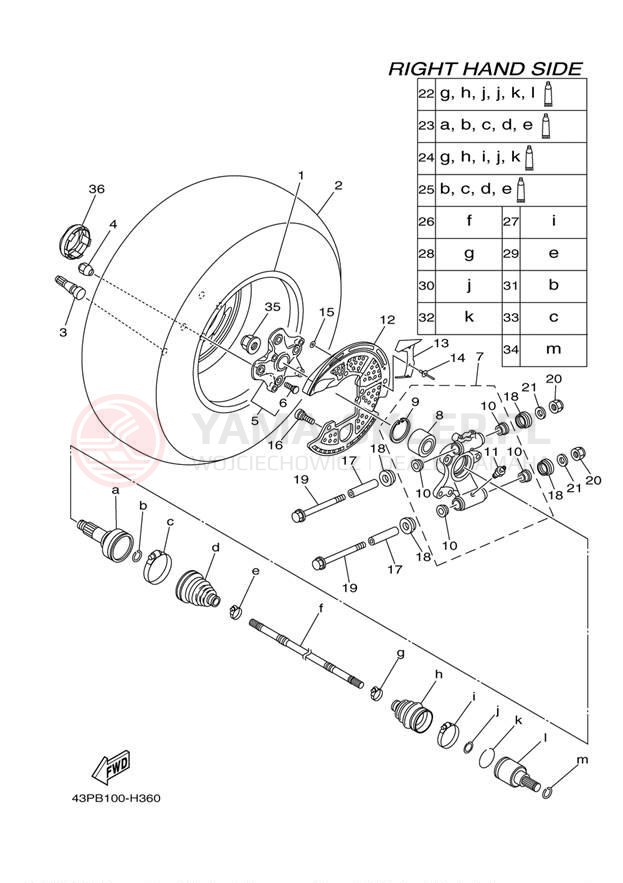 Schemat "Koło tył" do Yamaha GRIZZLY 550 EPS 4WD YFM5FGPAL