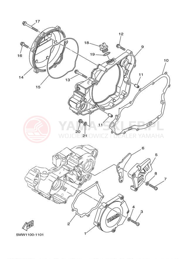 Schemat "Pokrywa silnika" do Yamaha YZ250 YZ250S1
