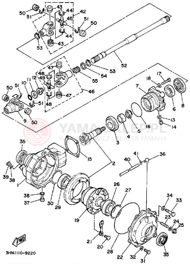 Schemat "Wał napędowy przód" do Yamaha BIG BEAR 4WD YFM350FWA