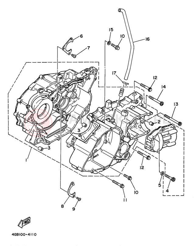 Schemat "Obudowa silnika" do Yamaha BIG BEAR 2WD YFM350UK
