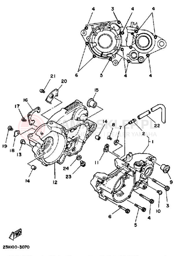 Schemat "Obudowa silnika" do Yamaha YZ490 YZ490K