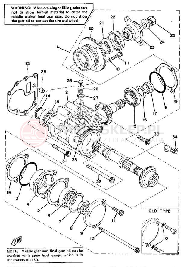 Schemat "Przeniesienie napędu" do Yamaha XS750-2D/XS750D