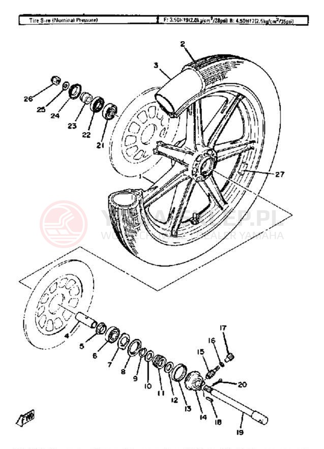 Schemat "Koło przód" do Yamaha XS1100F