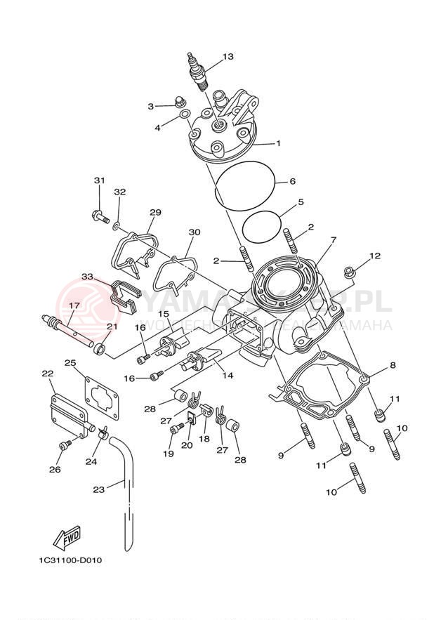 Schemat "głowica" do Yamaha YZ125 YZ125T1