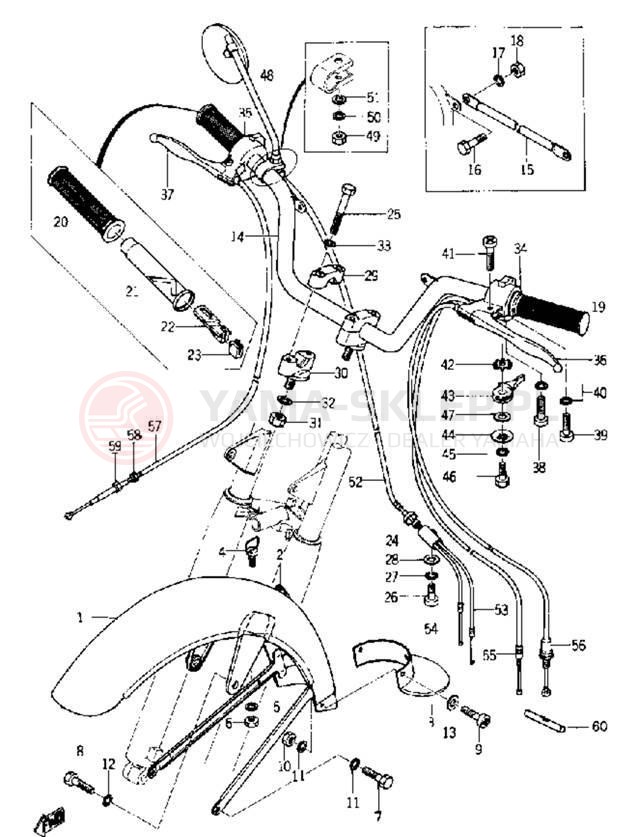Schemat "Kierownica i osprzęt, błotnik" do Yamaha YG1T/YG1TK