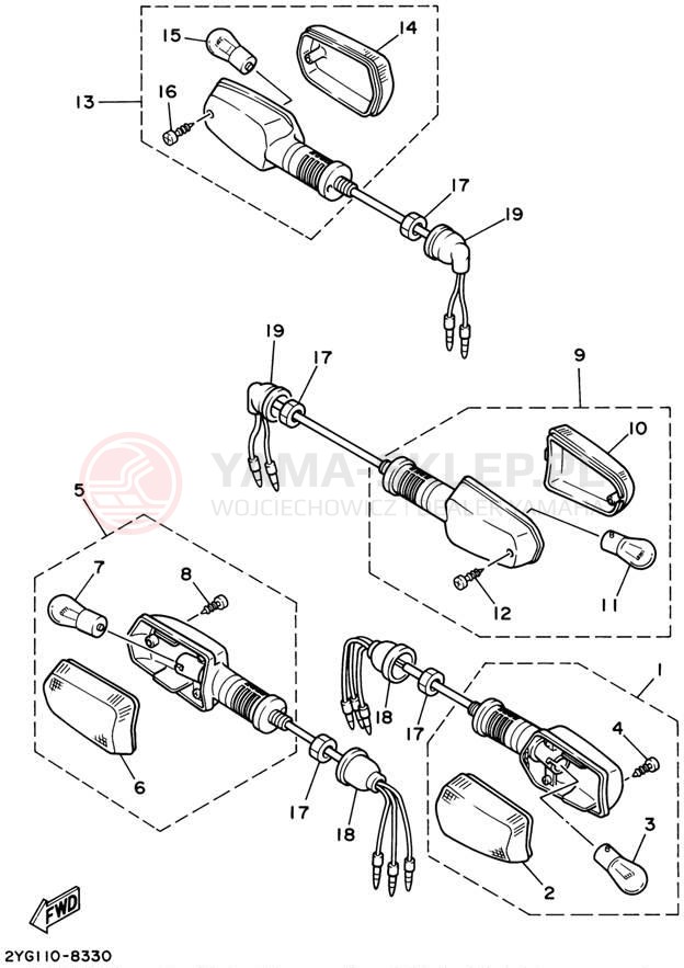 Schemat "kierunkowskazy" do Yamaha TW200 TW200PC/TW200P