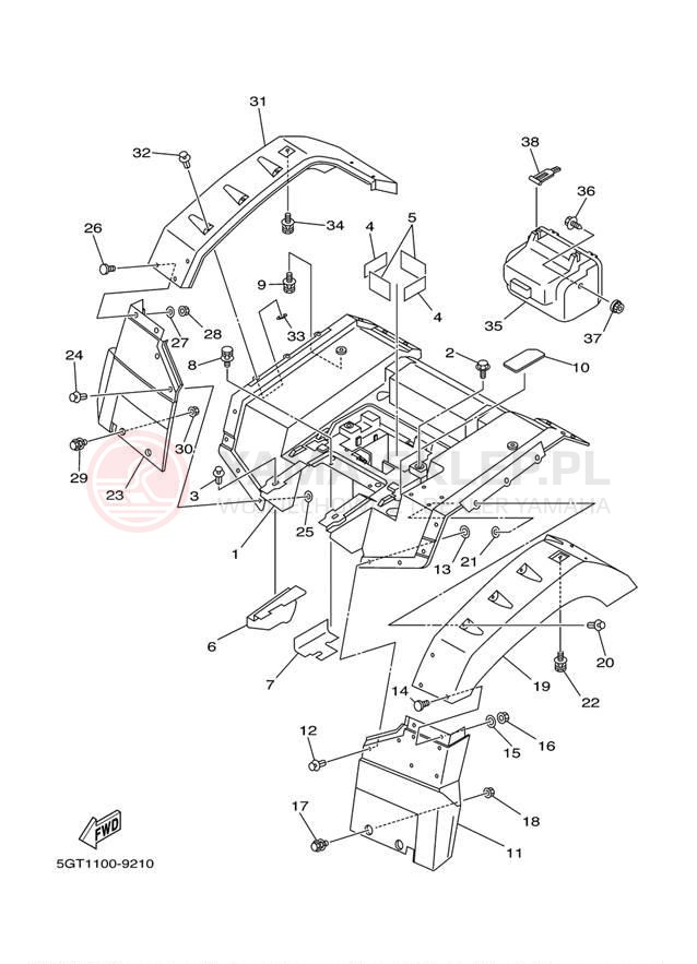Schemat "Tylny błotnik" do Yamaha GRIZZLY YFM600FM/YFM600FMC