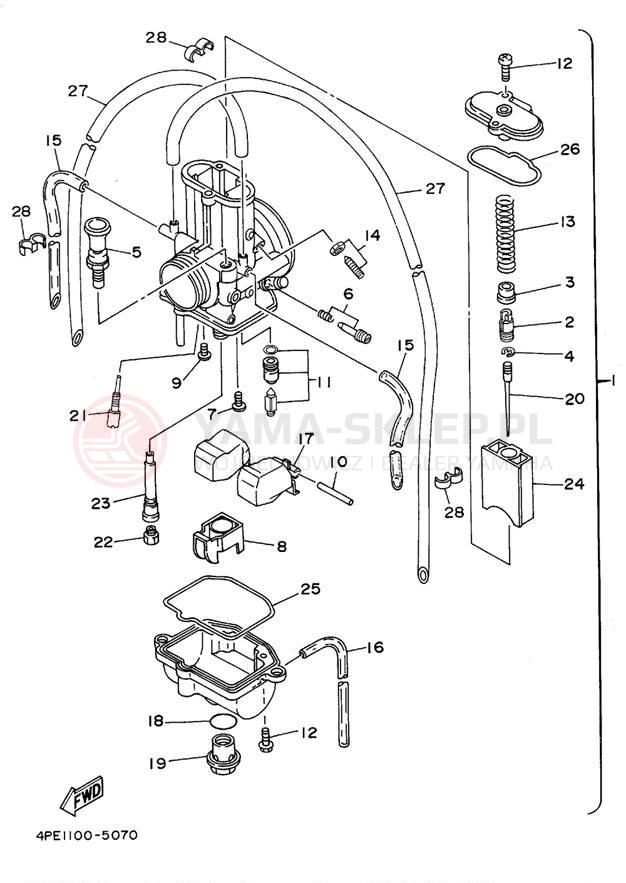 Schemat "Gaźnik" do Yamaha YZ125 YZ125G1