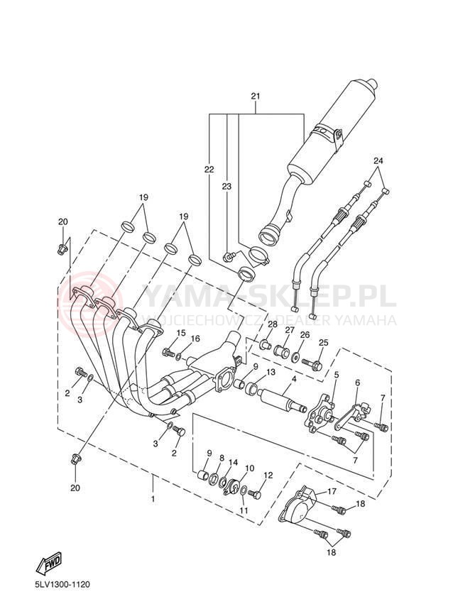Schemat "Wydech końcowy" do Yamaha FZ1 FZS1000P/FZS1000PC