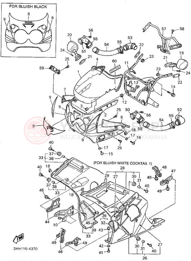 Schemat "elementy nadwozia" do Yamaha FZR600RF