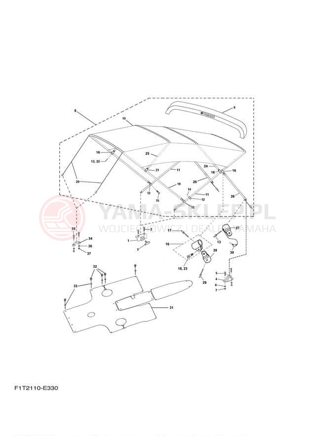 Schemat "Bimini top" do Yamaha SX210 FRT1100BG/FRT1100CG