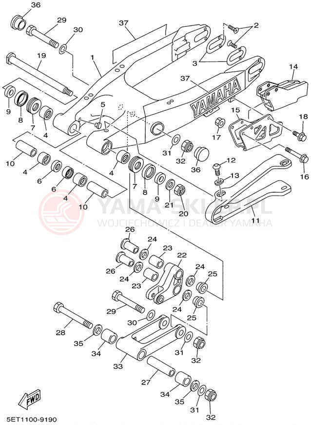 Schemat "wahacz" do Yamaha WR400F WR400FL