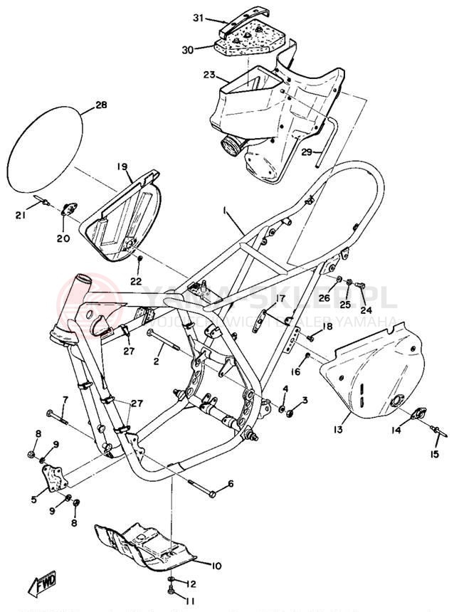 Schemat "pokrywa boczna ramy" do Yamaha MX360A/MX250A