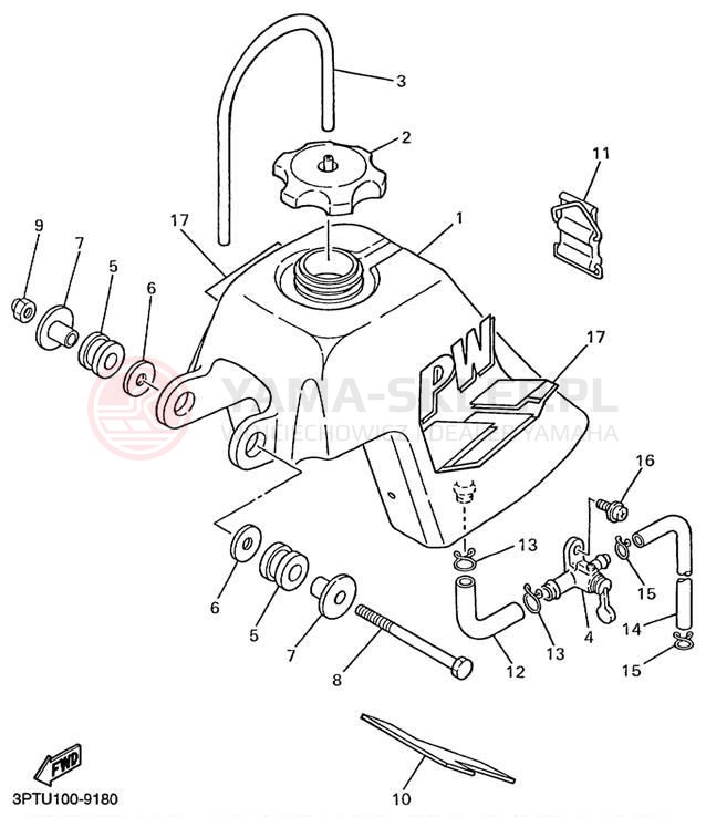 Schemat "zbiornik paliwa" do Yamaha YZINGER PW50L1