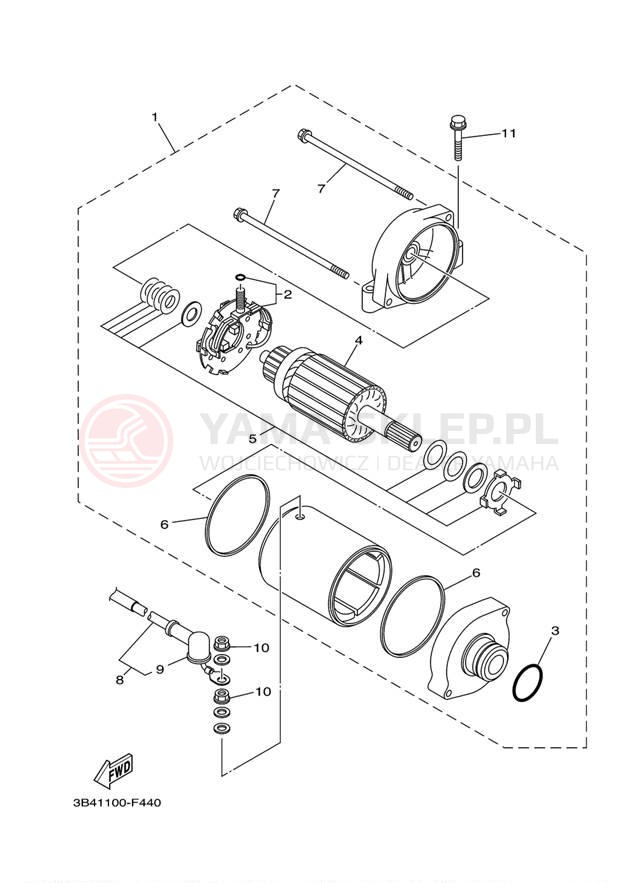 Schemat "rozrusznik" do Yamaha GRIZZLY 700 DUCKS YFM7FGPDUW