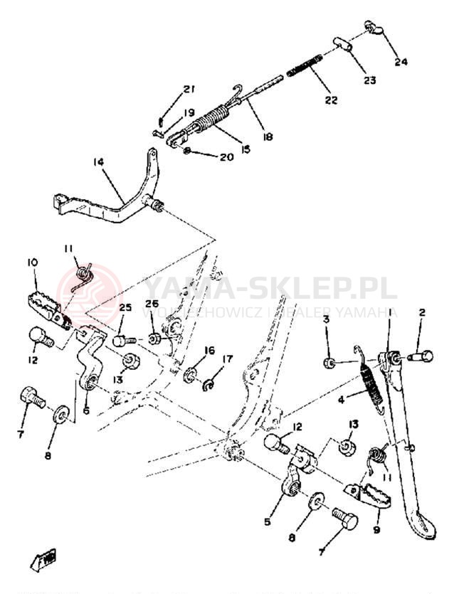 Schemat "Stopka postoj., dźw. Hamulca tył" do Yamaha YZ125A