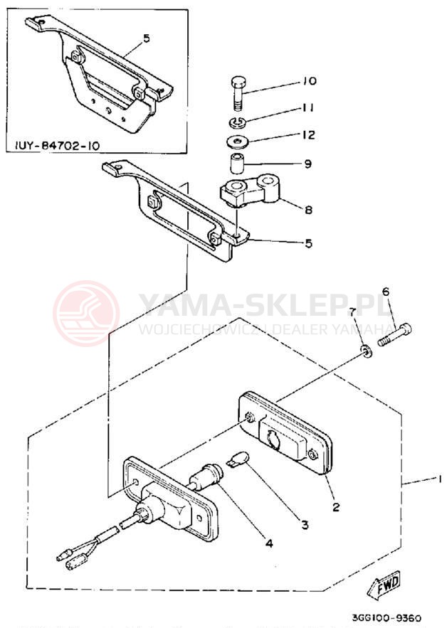Schemat "lampa tył" do Yamaha YFZ350D