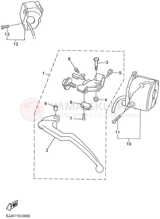 Schemat "Kierownica i osprzęt" do Yamaha YZFR1 YZFR1N/YZFR1NC