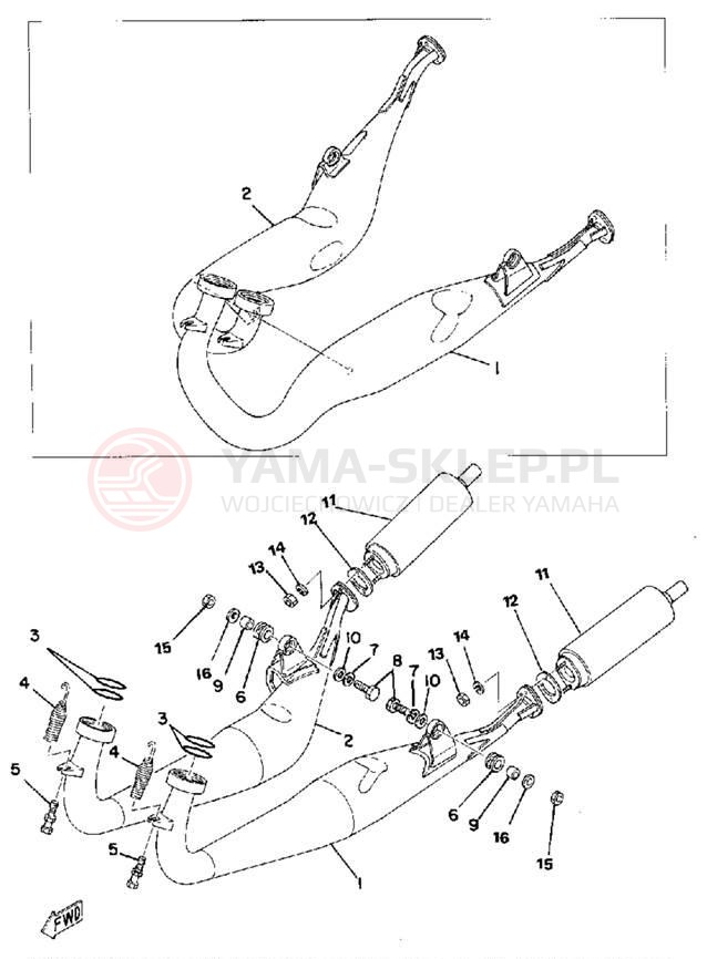 Schemat "Wydech końcowy" do Yamaha TZ250F