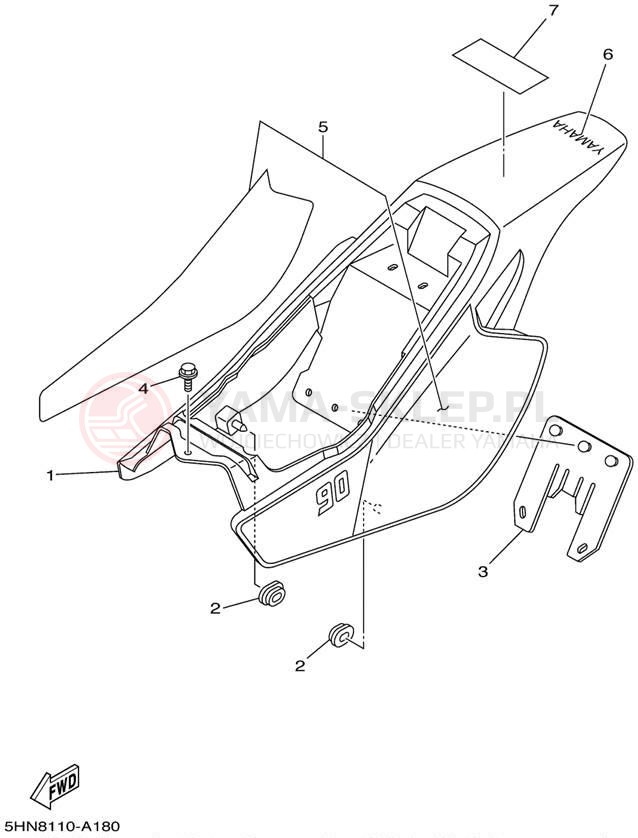 Schemat "Pokrywa boczna" do Yamaha TTR90 TTR90P