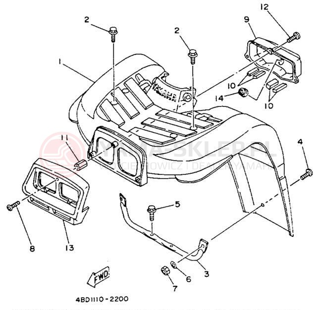 Schemat "Przedni błotnik" do Yamaha YFB250E_MN