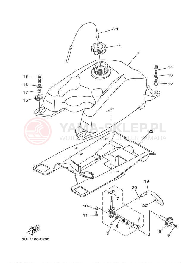 Schemat "zbiornik paliwa" do Yamaha GRIZZLY 350 IRS YFM35FGIW