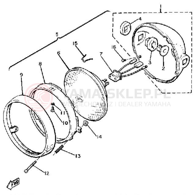 Schemat "Lampa przód" do Yamaha XS400SG