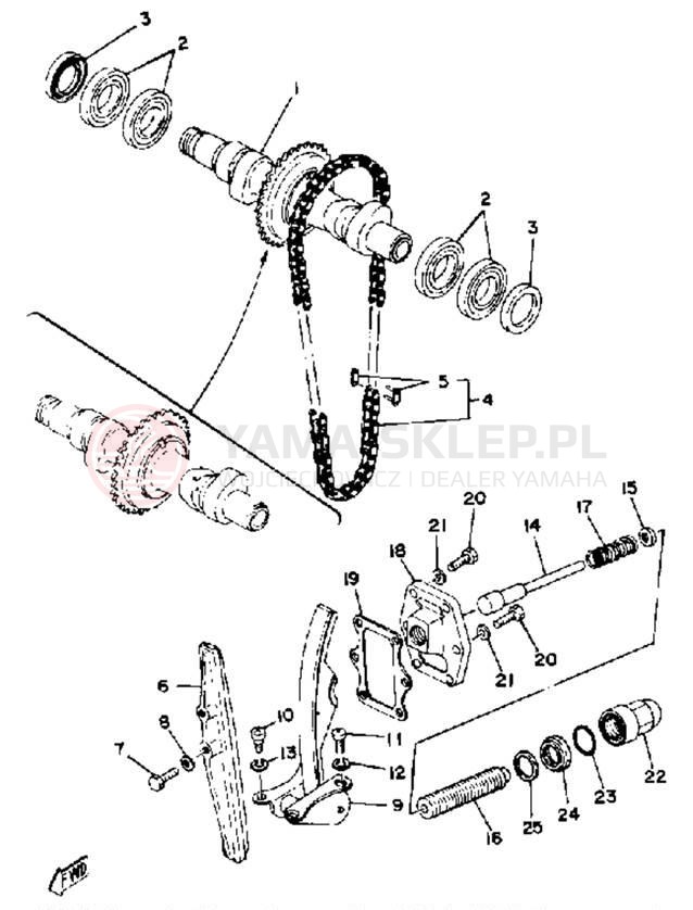 Schemat "Rozrząd - łańcuszek" do Yamaha XS650SH