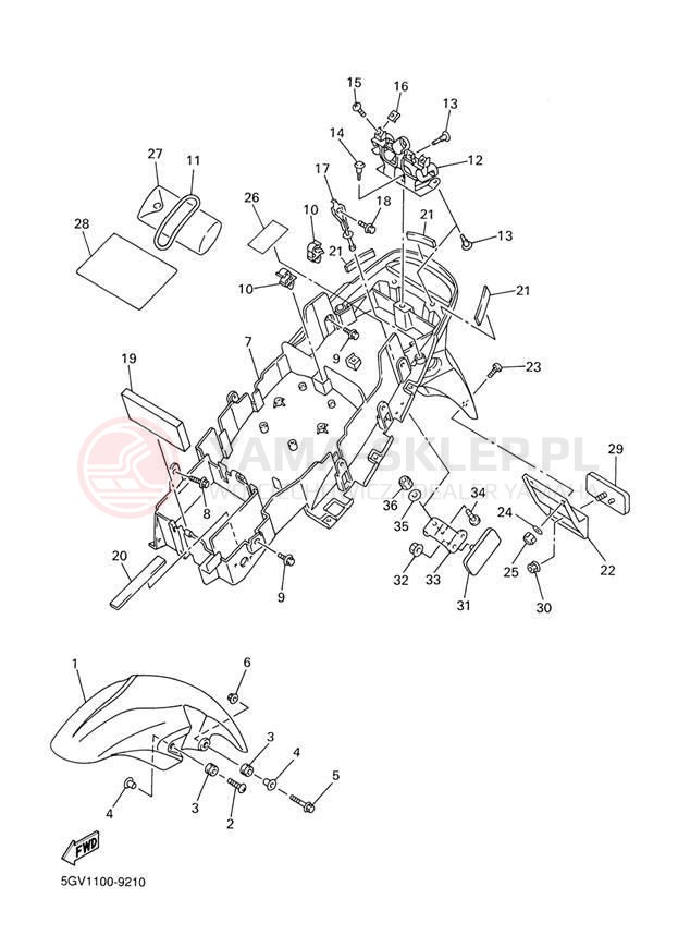 Schemat "błotnik" do Yamaha R6 YZFR6LC/YZFR6L