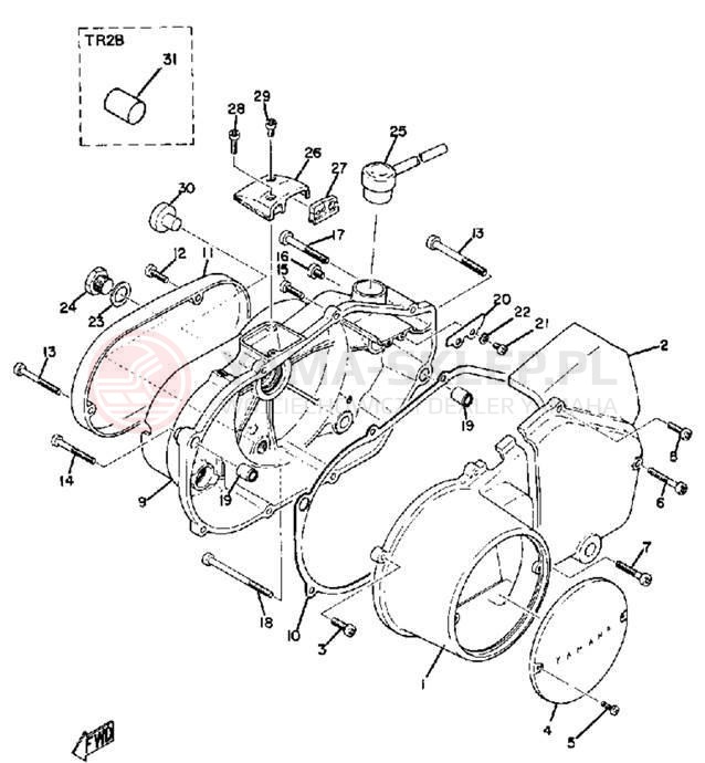 Schemat "Pokrywa silnika" do Yamaha TR2 TR2B TR2