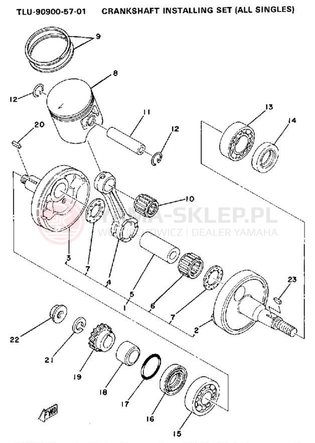 Schemat "Wał korbowy, tłok" do Yamaha IT175F
