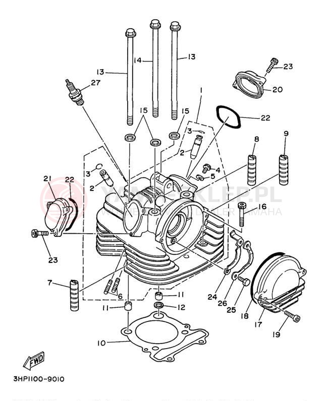 Schemat "głowica" do Yamaha BIG BEAR 2WD YFM350UK