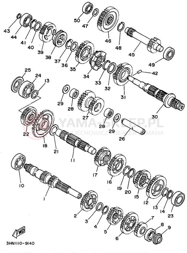 Schemat "Skrzynia biegów " do Yamaha MOTO-4 YFM350ERF