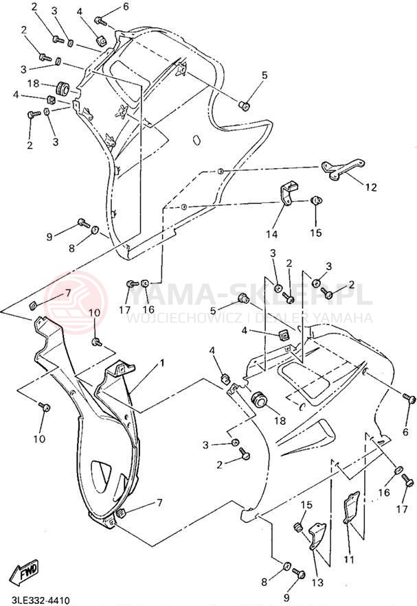 Schemat "elementy nadwozia" do Yamaha FZR1000G/FZR1000GC